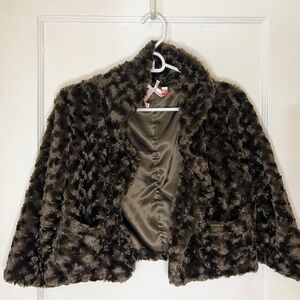 Faux Fur Crop Forest Green Teddy Jacket